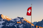 281962563 On our mountains  when the sun  golden hour  swiss alps  Zeiss 50mn  fuji  a Swiss flag flying in th