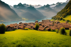 1100514765 landscape of a village  photography    zeiss 35mn  golden color in Switzerland