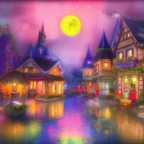 3901910059 A dream of an enchanted village at night with little lights of all colors  fantaisie  disney