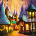 3111678866 A dream of an enchanted village at night with little lights of all colors  fantaisie  disney