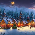 Firefly Un village à Noël fantastique façon peinture au milieu d'une forêt sous la neige 2757 cleanup