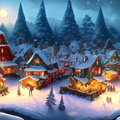 Firefly Un village à Noël fantastique façon peinture au milieu d'une forêt sous la neige 27189 cleanup