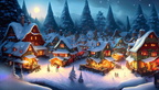 Firefly Un village à Noël fantastique façon peinture au milieu d&#039;une forêt sous la neige 27189 cleanup