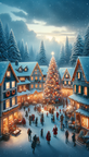 DALL·E 2023-11-10 18.40.57 - A quaint Christmas village scene in vertical format for an Instagram story. The village is bustling with holiday activity. Snow gently falls on the ch