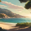 0 Generate an image of a serene Mediterranean bay in esrgan-v1-x2plus