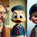 DALL·E 2024-01-26 18.05.25 - Create a wide portrait of two individuals alongside a generic animated duck character in a 4 3 aspect ratio. The first individual is a middle-aged man
